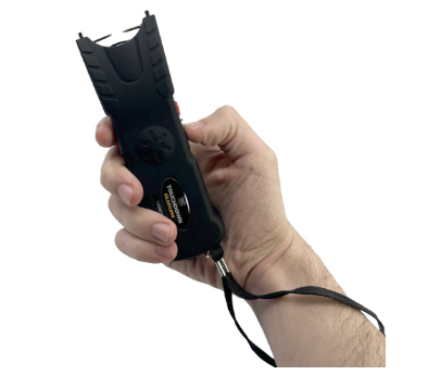 man holding stun gun